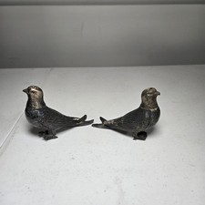 Vintage Figural Bird Salt & Pepper Shakers, Silver-Tone Metal, 3 inch Pair
