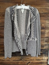 Chico's Cream Open-Front Fringe Cardigan Sweater, Size 2 (US L/XL)