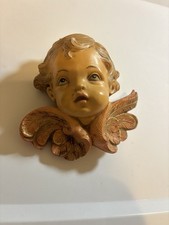Italian Winged Cherub Wall Plaque with Floral Garland