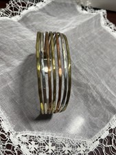 Tri-Color Gold-Tone Cuff Bracelet with Scroll Ends — listing 4