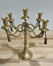 Vintage Brass Five-Light Candelabra with Twisted Rope Arms and Tripod Base — listing 4