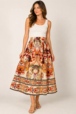 Floral Print A-Line Skirt in Blue, Green and White — listing 6