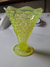 Vaseline Uranium Opalescent Hobnail Glass Cat Slipper Figurine Other maker's mark, listing 6