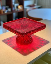 Cake Server / Pie Server with Ruby Red Molded Glass Grape-Pattern Handle