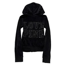 Victoria's Secret PINK Bling Sequin Quarter-Zip Pullover Hoodie, Gray Marl, Size L — listing 6
