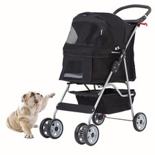 Purple 3-Wheel Pet Stroller for Dogs/Cats with Mesh Canopy — listing 4