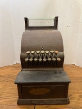 Antique Bronze-Finish Cash Register with Marble Shelf and Amount Keys — listing 4