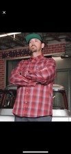Dixxon Flannel Company "Switch Suspension" Collab Flannel Shirt, Teal/Black/Copper Plaid, Size L, listing 5