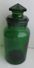 Vintage Emerald Green Glass Apothecary Storage Jar with Ground Glass Stopper Lid, Made in Italy — listing 6