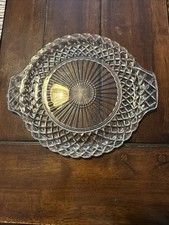 Pressed Glass Round Serving Platter with Fan-Scalloped Rim and Diamond-Point Pattern — listing 2