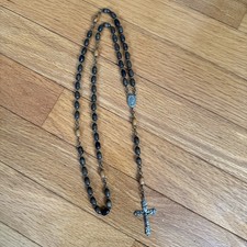 Vintage Catholic Rosary with Black Wood Beads and Crucifix — listing 6