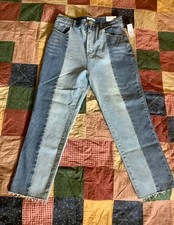 PacSun Two-Tone Patchwork Wide-Leg Jeans with Raw Hem