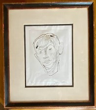 Painting Print Under Glass - Chiaroscuro Profile Portrait, Signed Jacques — listing 5
