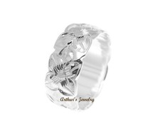 Silver-Tone Plumeria Flower Ring with Central Rhinestone
