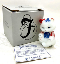 Fenton Milk Glass Patriotic USA Bear Figurine Hand-Painted — listing 5