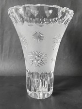 Vintage Cut Glass Cylindrical Vase with Fan, Cross-Hatch and Foliate Motifs — listing 3