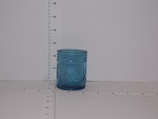 Clear Pressed Glass Small Bowl / Votive Candle Holder with Embossed Scroll Band