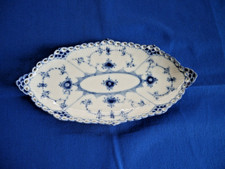 Blue Fluted Full Lace Hand-Painted Porcelain Salad/Dessert Plate with Pierced Openwork Scalloped Rim — listing 4