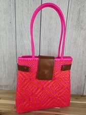 Orange and Hot Pink Handwoven Mexican Crossbody Bag with Tassels — listing 5