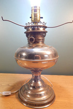 Antique Rayo Nickel-Plated Center-Draft Oil Lamp, Electrified — listing 4