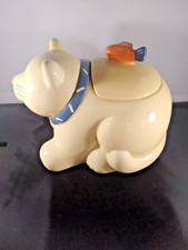 Ceramic Figural Cat Cookie Jar, Hand-Painted Calico with Bow — listing 6