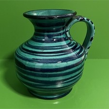 Mid-Century Italian Art Pottery Pitcher Vase with Sgraffito Townscape — listing 5