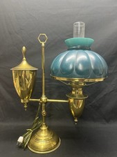 Vintage Brass Student Lamp with Milk Glass Shade (Electrified) — listing 2