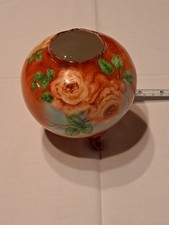 Antique Hand-Painted Porcelain Vase with Pink Rose and Gold Band