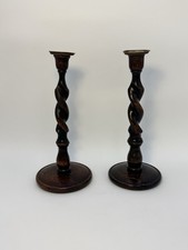 Pair of Antique English Oak Barley Twist Candlesticks — listing 5