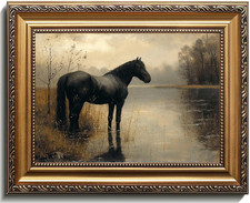 equestrian prints framed Pair of Framed Equestrian Prints in Double Matted Wood Frame