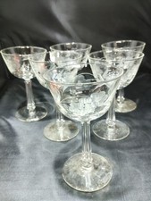 Vintage Wheel-Cut Floral Etched Champagne Coupe / Sherbet Glass — listing 3