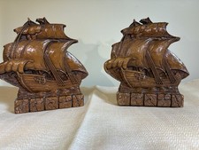 Pair of OrnaWood Carved Galleon Sailing Ship Bookends — listing 4