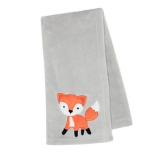 Baby Fox Applique Fleece Blanket, Orange with Sleeping Fox Face — listing 2