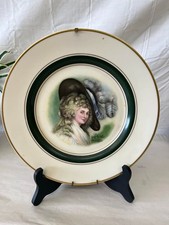 Antique Porcelain Portrait Table Lamp "Gainsborough" by Joh Peters, Forest Green & Gold Urn Form