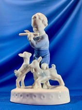 Gerold Porzellan Bavaria Porcelain Figurine Boy Playing Flute with Two Goats — listing 2