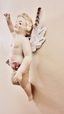 Antique Bisque Porcelain Winged Cherub Angel Figurine, Crossed Arrows Mark — listing 2