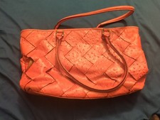 Antonio Melani Black Ostrich Embossed Leather Tote Bag — listing 3