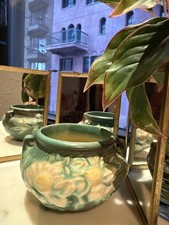 Roseville Pottery Clematis Pattern Jardiniere (Gold/Brown Glaze) — listing 3