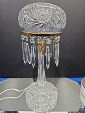 Cut Lead Crystal Table Lamp with Pinwheel Star Pattern and Brass-Tone Fittings — listing 5