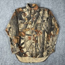 Vintage Olive Green Chamois Flannel Shirt with Camouflage Sleeves and Yoke — listing 5