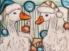 Original Pastel Painting of Canada Geese in Flight Over Water, Signed P. Egolf — listing 4