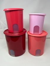 Tupperware One Touch Reminder Nesting Canister Set, White with Blue Lids (4-Piece) — listing 4