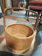 Chinese Tiered Wedding Basket with Porcelain Inset Lid, Painted Lacquered Wood — listing 4