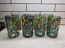 Hand-Blown Art Glass Footed Vase with Multicolor Confetti Speckle Design — listing 2