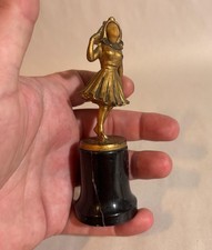Antique Figural Spelter Lady Table Lamp with Two Floral Milk Glass Shades L. & F. Moreau, listing 6