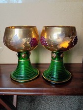 Vintage Roemer German Wine Glasses with Green Beaded Prunt Stems (Set) — listing 6