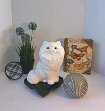 Ceramic Reclining Tabby Cat Figurine with Hand-Painted Violets — listing 3