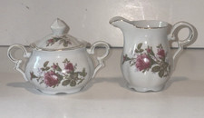 Vintage Moss Rose Porcelain Coffee/Tea Set - Tall Pot, Covered Sugar, 2 Cups & Saucers — listing 2
