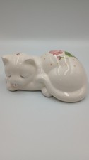 Hand-Painted Whimsical Still Life Ceramic Plate with Cat, Poppies & Yellow Vase — listing 3