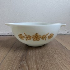 Vintage White Milk Glass Cinderella Nesting Bowls with Green Ivy Pattern (2-Piece Partial Set) Pyrex — listing 5